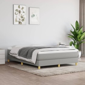 Cama box spring con colchón tela gris claro 140x190 cm de vidaXL, Camas y somieres - Ref: Foro24-3144167, Precio: 382,49 €, D...