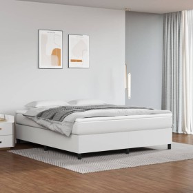 Box spring bed with white synthetic leather mattress 160x200 cm by vidaXL, Beds and slatted bases - Ref: Foro24-3144615, Pric...