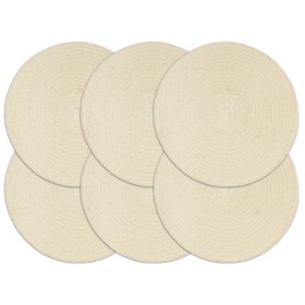 Placemat 6 units plain round natural cotton 38 cm by vidaXL, Placemats - Ref: Foro24-133843, Price: 27,99 €, Discount: %