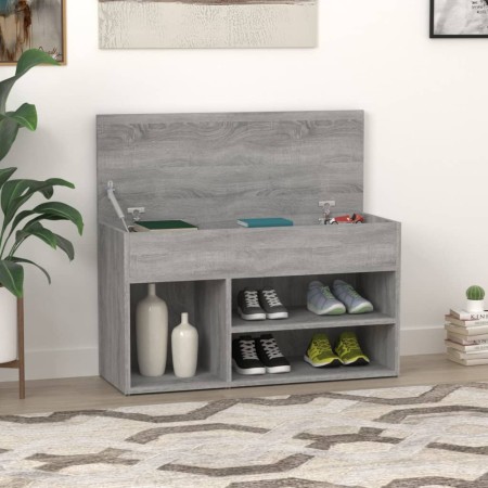 Banco zapatero madera contrachapada gris Sonoma 80x30x45 cm de vidaXL, Zapateros y organizadores de calzado - Ref: Foro24-816...