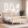 Bed frame with solid wood headboard 140x200 cm by vidaXL, Beds and slatted bases - Ref: Foro24-3192881, Price: 120,23 €, Disc...