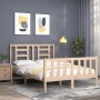 Bed frame with solid wood headboard 140x200 cm by vidaXL, Beds and slatted bases - Ref: Foro24-3192881, Price: 119,99 €, Disc...