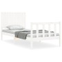 Estructura de cama con cabecero madera maciza blanco de vidaXL, Camas y somieres - Ref: Foro24-3192912, Precio: 136,79 €, Des...