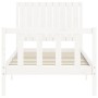 Estructura de cama con cabecero madera maciza blanco de vidaXL, Camas y somieres - Ref: Foro24-3192912, Precio: 136,79 €, Des...