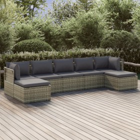 7-teiliges Gartenmöbel-Set und Kissen synthetisches Rattangrau von vidaXL, Gartensets - Ref: Foro24-3157323, Preis: 638,99 €,...