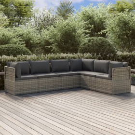 6-teiliges Gartenmöbel-Set und graue synthetische Rattankissen von vidaXL, Gartensets - Ref: Foro24-3157401, Preis: 589,99 €,...