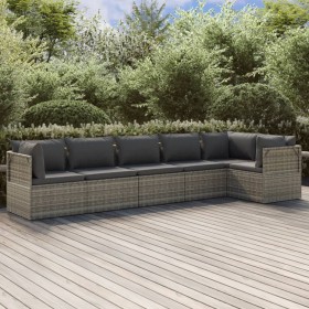 6-teiliges Gartenmöbel-Set und graue synthetische Rattankissen von vidaXL, Gartensets - Ref: Foro24-3157399, Preis: 589,99 €,...