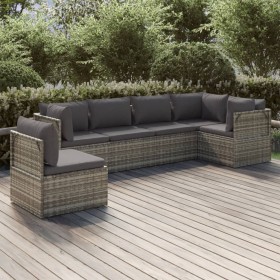 6-teiliges Gartenmöbel-Set und graue synthetische Rattankissen von vidaXL, Gartensets - Ref: Foro24-3157413, Preis: 589,99 €,...