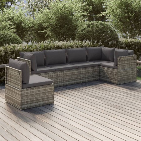 6-teiliges Gartenmöbel-Set und graue synthetische Rattankissen von vidaXL, Gartensets - Ref: Foro24-3157413, Preis: 589,40 €,...