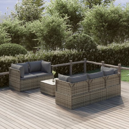 6-teiliges Gartenmöbel-Set und graue synthetische Rattankissen von vidaXL, Gartensets - Ref: Foro24-3157476, Preis: 572,91 €,...