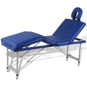 Klappbare Massageliege aus Aluminium mit vier blauen Körpern von vidaXL, Massageliegen - Ref: Foro24-110097, Preis: 177,97 €,...