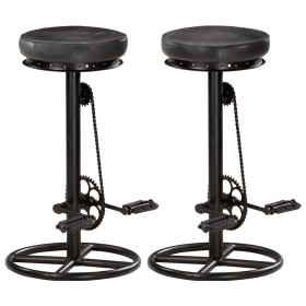 Kitchen stools 2 units black genuine goat leather by vidaXL, Kitchen stools - Ref: Foro24-286968, Price: 218,20 €, Discount: %