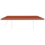 Manual retractable awning with orange and brown LED 6x3.5 m by vidaXL, Awnings - Ref: Foro24-3070085, Price: 741,63 €, Discou...