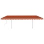 Toldo manual retráctil con postes naranja y marrón 6x3,5 m de vidaXL, Toldos - Ref: Foro24-3070080, Precio: 711,90 €, Descuen...