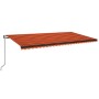 Toldo automático retráctil naranja y marrón 600x350 cm de vidaXL, Toldos - Ref: Foro24-3069250, Precio: 755,37 €, Descuento: %