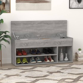 Banco zapatero madera contrachapada gris Sonoma 105x30x45 cm de vidaXL, Zapateros y organizadores de calzado - Ref: Foro24-81...