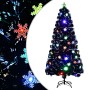 Árbol de Navidad copos de nieve LED fibra óptica negro 150 cm de vidaXL, Arboles de navidad - Ref: Foro24-328462, Precio: 78,...