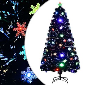 Árbol de Navidad copos de nieve LED fibra óptica negro 120 cm de vidaXL, Arboles de navidad - Ref: Foro24-328461, Precio: 65,...