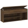 Banco zapatero madera contrachapada roble marrón 105x30x45 cm de vidaXL, Zapateros y organizadores de calzado - Ref: Foro24-8...