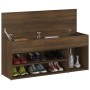 Banco zapatero madera contrachapada roble marrón 105x30x45 cm de vidaXL, Zapateros y organizadores de calzado - Ref: Foro24-8...