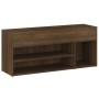 Banco zapatero madera contrachapada roble marrón 105x30x45 cm de vidaXL, Zapateros y organizadores de calzado - Ref: Foro24-8...