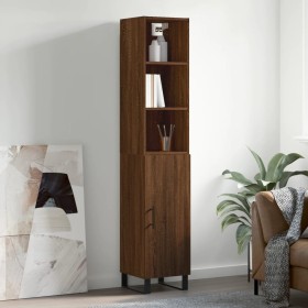 Tall brown oak plywood sideboard 34.5x34x180 cm by vidaXL, Sideboards - Ref: Foro24-3189668, Price: 105,99 €, Discount: %