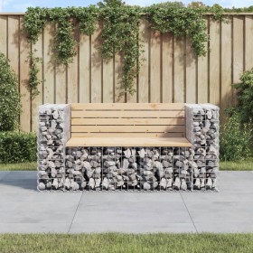 Gartenbank Design Gabione massives Kiefernholz 143x71x65,5 cm von vidaXL, Gartenbänke - Ref: Foro24-834377, Preis: 172,74 €, ...