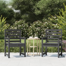 Sillas de jardín 2 uds madera maciza pino gris 60x48x91 cm de vidaXL, Sillas de jardín - Ref: Foro24-824055, Precio: 82,99 €,...