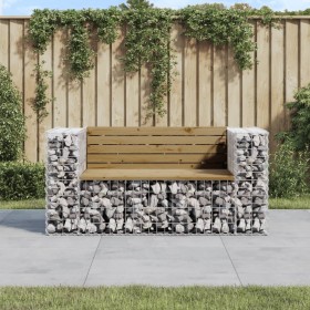 Gartenbank mit Gabionen aus imprägniertem Kiefernholz 143x71x65,5 cm von vidaXL, Gartenbänke - Ref: Foro24-834379, Preis: 192...