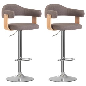 Bar stools 2 units gray taupe curved wood and fabric by vidaXL, Kitchen stools - Ref: Foro24-327339, Price: 196,99 €, Discoun...