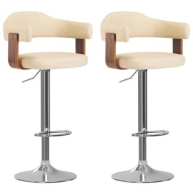 Kitchen stools 2 pcs synthetic leather curved wood cream by vidaXL, Kitchen stools - Ref: Foro24-327335, Price: 206,99 €, Dis...