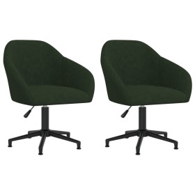 Sillas de comedor giratorias 2 unidades terciopelo verde oscuro de vidaXL, Sillas de comedor - Ref: Foro24-330580, Precio: 14...