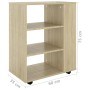 Plywood oak Sonoma wheeled cabinet 60x35x75cm by vidaXL, Lockers and storage cabinets - Ref: Foro24-808452, Price: 70,18 €, D...