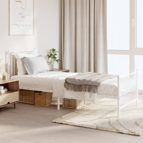 Metal bed frame with headboard and footboard white 80x200 cm by vidaXL, Beds and slatted bases - Ref: Foro24-350940, Price: 8...