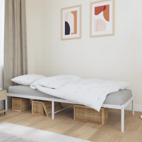 White metal bed frame 75x190 cm by vidaXL, Beds and slatted bases - Ref: Foro24-350903, Price: 75,64 €, Discount: %