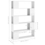 Librería separador madera de ingeniería blanco brillo de vidaXL, Librerías y estanterías - Ref: Foro24-809203, Precio: 90,39 ...