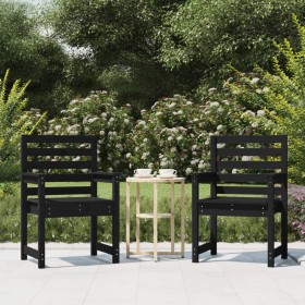 Sillas de jardín 2 uds madera maciza pino negro 60x48x91 cm de vidaXL, Sillas de jardín - Ref: Foro24-824057, Precio: 80,99 €...