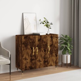 Smoked oak engineered wood sideboard 90x34x80 cm by vidaXL, Sideboards - Ref: Foro24-828089, Price: 76,81 €, Discount: %