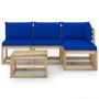 5-piece garden furniture set with blue cushions by vidaXL, Garden sets - Ref: Foro24-3065240, Price: 288,99 €, Discount: %