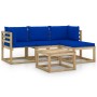 Juego de muebles de jardín 5 piezas con cojines azules de vidaXL, Conjuntos de jardín - Ref: Foro24-3065241, Precio: 290,99 €...