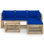 Garden furniture set 6 pieces with blue cushions by vidaXL, Garden sets - Ref: Foro24-3065244, Price: 354,34 €, Discount: %