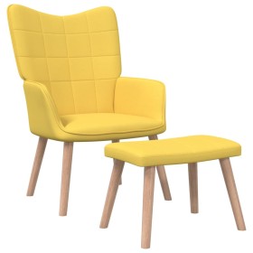 Silla de relajación con reposapiés tela amarillo mostaza de vidaXL, Sillones - Ref: Foro24-327937, Precio: 123,03 €, Descuent...