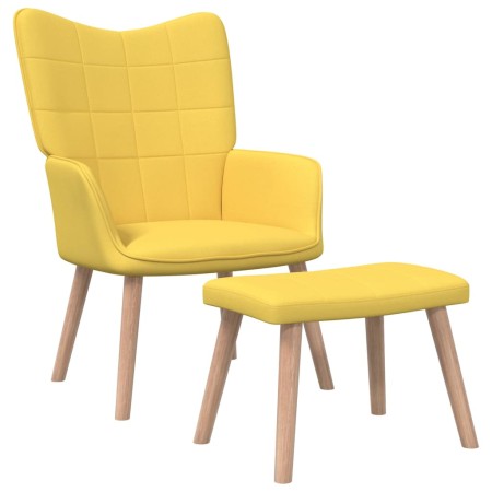 Silla de relajación con reposapiés tela amarillo mostaza de vidaXL, Sillones - Ref: Foro24-327937, Precio: 136,31 €, Descuent...