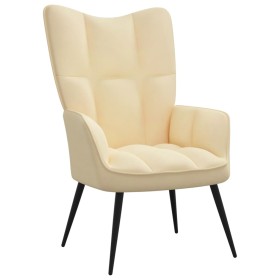 Silla de relajación de terciopelo blanco crema de vidaXL, Sillones - Ref: Foro24-328082, Precio: 106,55 €, Descuento: %