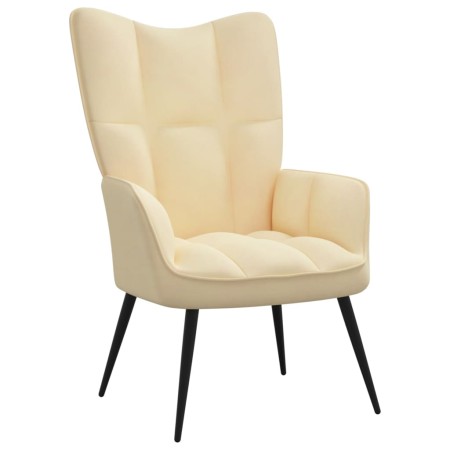 Silla de relajación de terciopelo blanco crema de vidaXL, Sillones - Ref: Foro24-328082, Precio: 106,55 €, Descuento: %