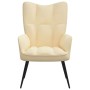 Silla de relajación de terciopelo blanco crema de vidaXL, Sillones - Ref: Foro24-328082, Precio: 106,55 €, Descuento: %