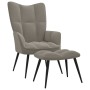 Silla de relajación con reposapiés terciopelo gris claro de vidaXL, Sillones - Ref: Foro24-328084, Precio: 119,06 €, Descuent...