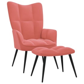 Sillón de relax con taburete terciopelo rosa de vidaXL, Sillones - Ref: Foro24-328088, Precio: 128,07 €, Descuento: %