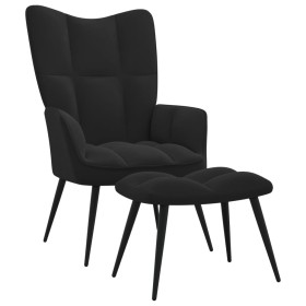 Silla de relajación con reposapiés terciopelo negro de vidaXL, Sillones - Ref: Foro24-328090, Precio: 138,35 €, Descuento: %