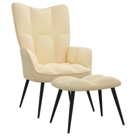 Silla de relajación con reposapiés terciopelo blanco crema de vidaXL, Sillones - Ref: Foro24-328093, Precio: 120,72 €, Descue...